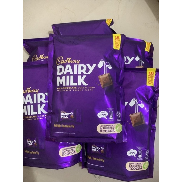

cadbury Dairy Milk Chocolate Coklat Susu 18 pcs Mini Bites