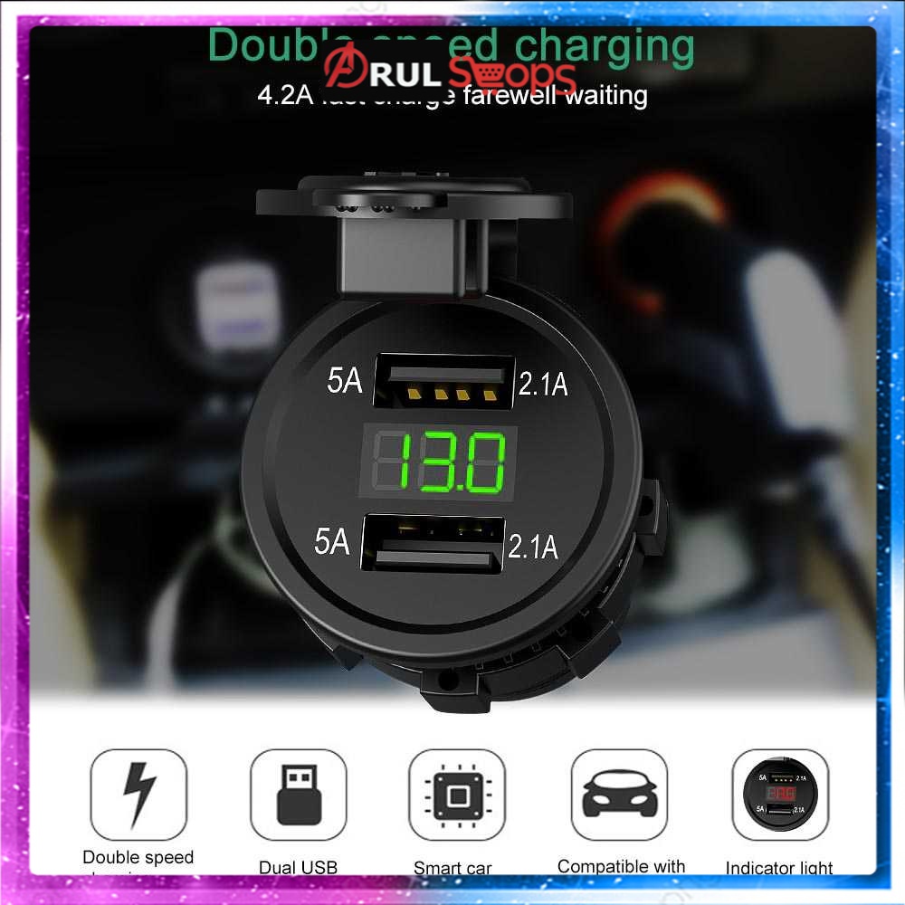 Accnic USB Charger Motor 2 Port 4.2A with LED Display Voltmeter - Y451