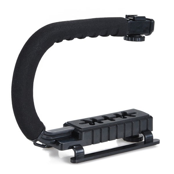 C U Shape Handle Video Stabilizer Mount Stand Hotshoe for DSLR Kamera