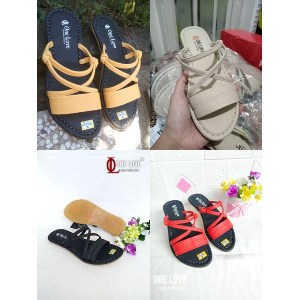 One Love Original _ Sandal Wanita Flat Nonslip One Love _ Sandal  Nonslip One Love Terbaru
