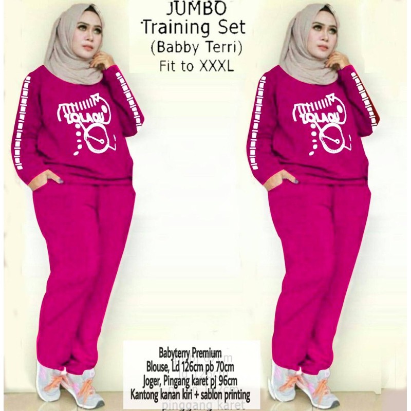 ZR Jombo training set / Stelan Jogger wanita Jumbo / Stelan Big Size