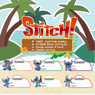  STIKER  NAMA  STITCH STICKER NAMA  CUSTOM LABEL NAMA  