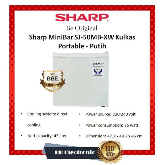 [INSTANT] LEMARI ES SHARP SJ 50MBXW / KULKAS PORTABLE SHARP SJ50MBXW