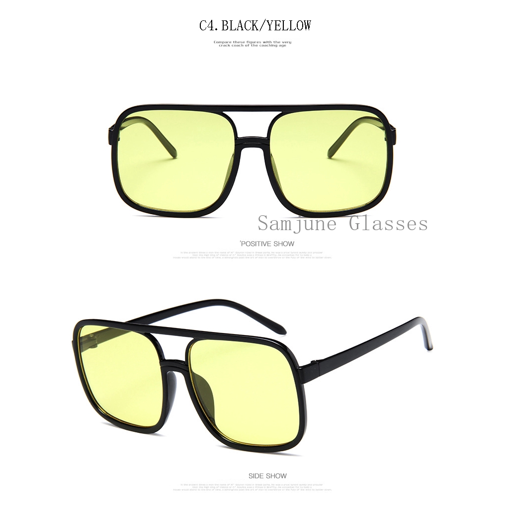 Kacamata Hitam Oversize Frame Kotak Gaya Vintage Retro Untuk Pria / Wanita