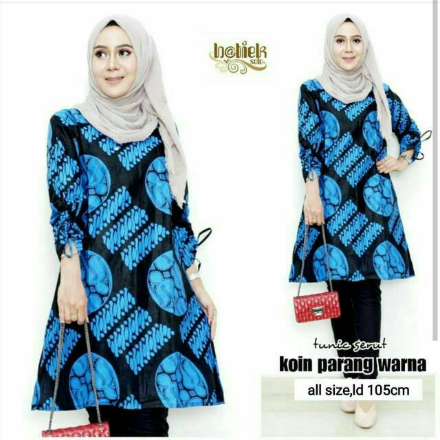 Tunik Lengan Serut Motif Bolo TUNIC NAVBOR YELBOR WHITBOR CREAMBOR TUNIK BATIK MODERN