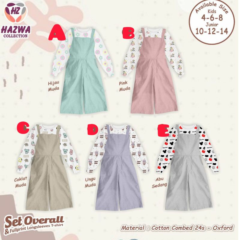 Set Overall Hazwa kids & junior setelan anak