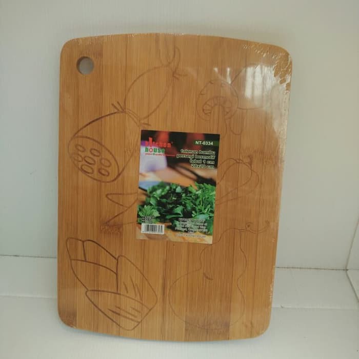 KH  28x20x1cm Talenan Bambu Segi Motif Bamboo Cutting Board