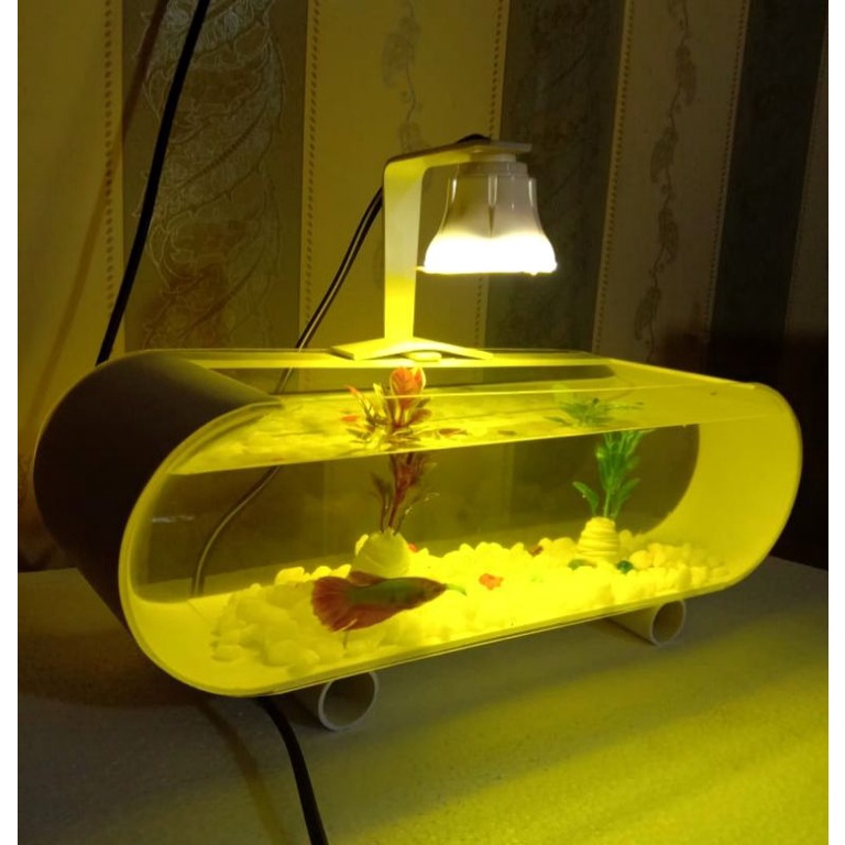 AQUARIUM /AKUARIUM AKRILIK IKAN HIAS IKAN CUPANG FULLSET LAMPU LED ACCESORIES