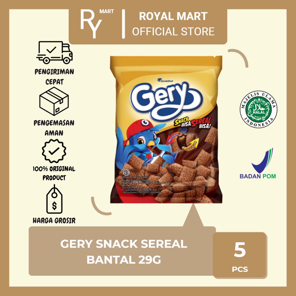 

Gery Snack & Sereal Bantal Cokelat 29gr x 5