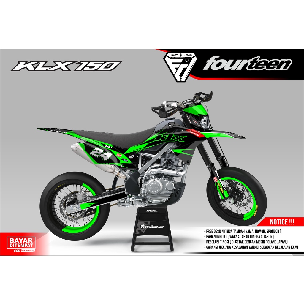 DECAL KLX 150 BF - stiker dekal klx full body custom HIJAU MUDA