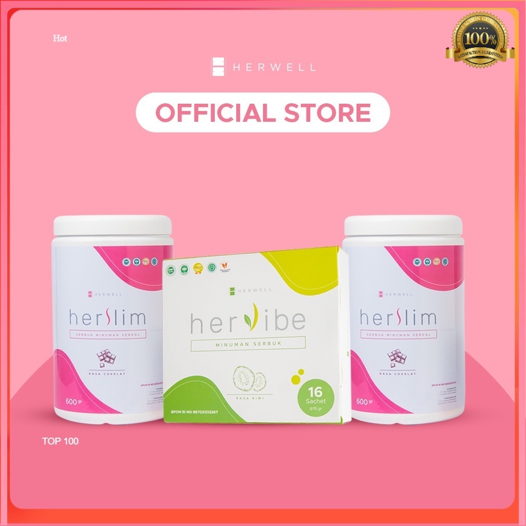 Bundling 3pcs - Herslim Susu diet 2pcs + Hervibe 1 BOX GRATIS SHAKER Herwel BPOM HALAL ORIGINAL ORI OFFICIAL STORE Herwell ASLI