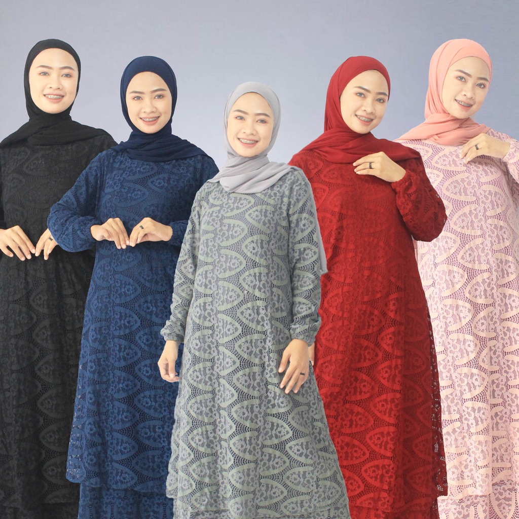 Gamis Kondangan Malaysia Brukat Korea Baju Seragaman