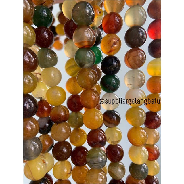 bahan manau madu 12mm kuning cokelat hijau natural renceng batu alam