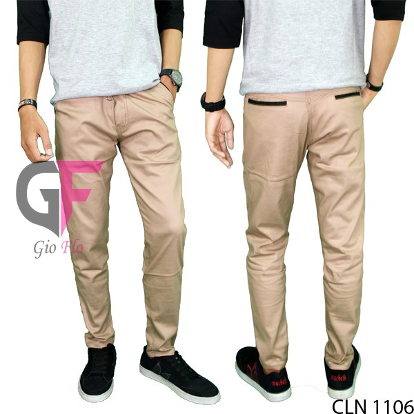 GIOFLO Chino Pants Celana Panjang Pria Casual Terbaru Krem / CLN 1106