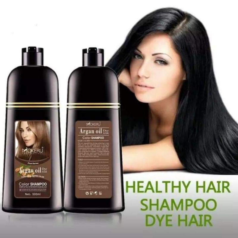 MOKERU Pewarna Rambut Herbal | Argan Oil Dye hair shampoo 500ml