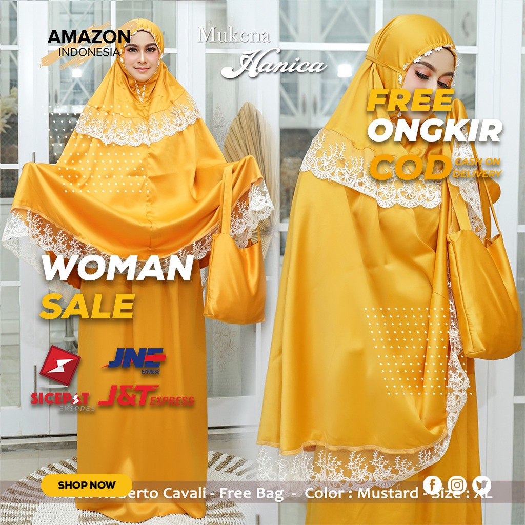 MUKENA WANITA DEWASA WARNA MUSTARD BAHAN ROBERTO ORIGINAL DINGIN TEBA KOMBINASI RENDA BAGUS IMPORT