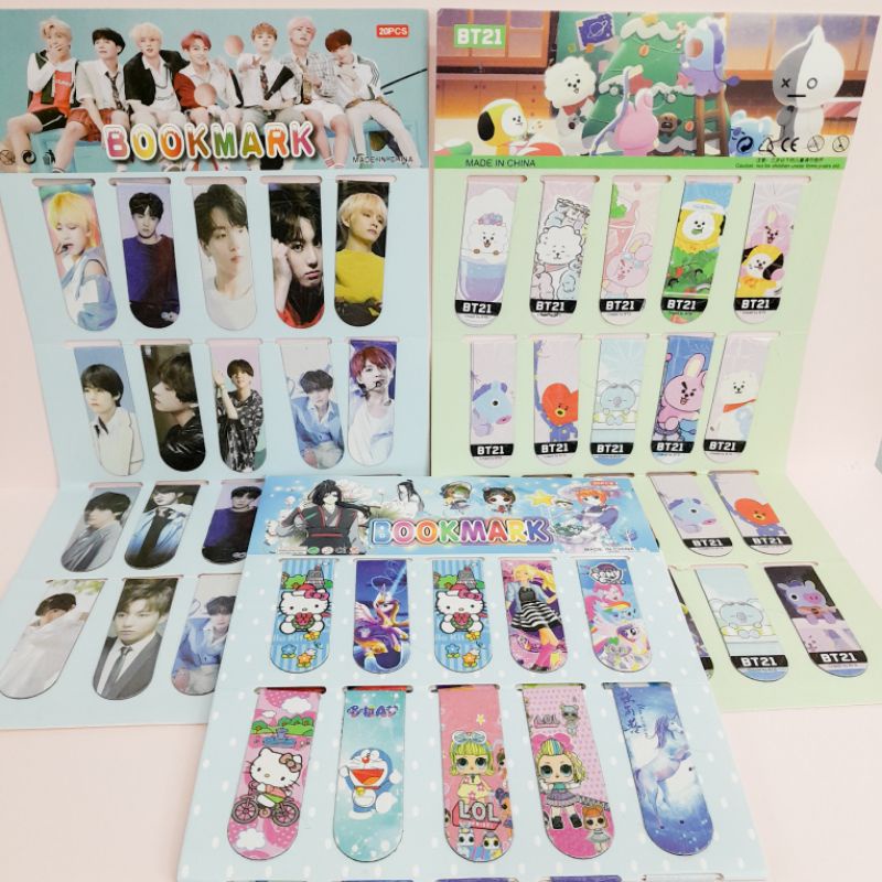

Isi 20 Pcs Pembatas Buku Magnet Kertas Hologram Karakter Bookmark Bergambar Kartun
