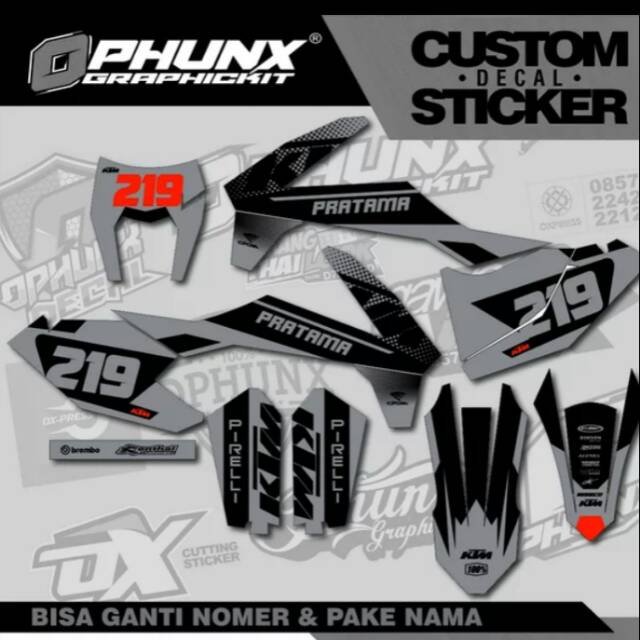 Stiker decal ktm grey black