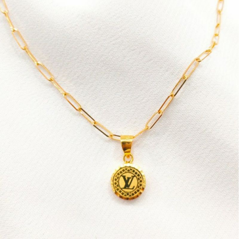 Kalung Wanita Rantai Tali Liontin Branded Gold Perhiasan Emas asli