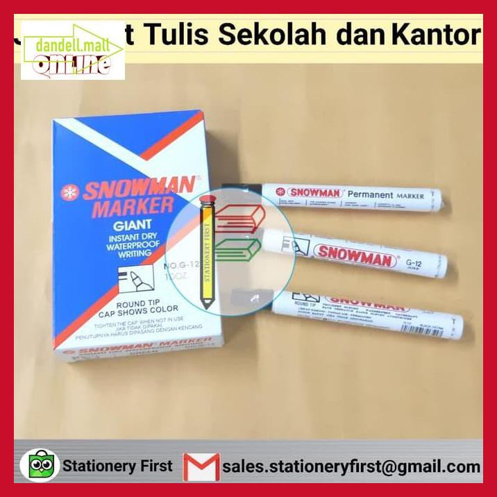 

U8Tyrt67- Spidol Permanen Marker Snowman G-12 Hitam Ecer E3Yrf797-