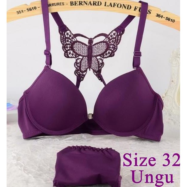 Original Set Bra Butterfly / Bra + Cd Kupu-Kupu Size 32 Ungu