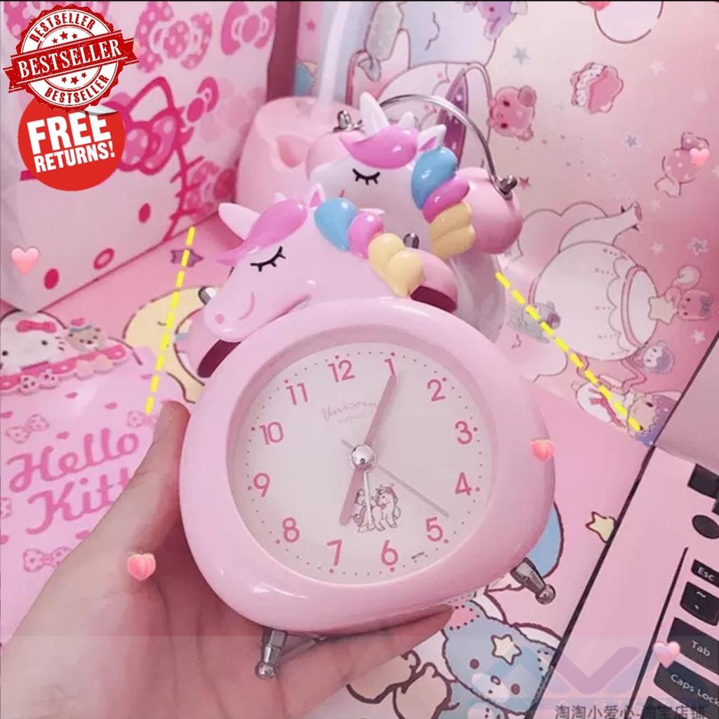 Jam Weker Alarm Karakter Kuda Poni Twin Bell Kring Nyaring Keras - Jam Beker Unicorn Karakter Anak