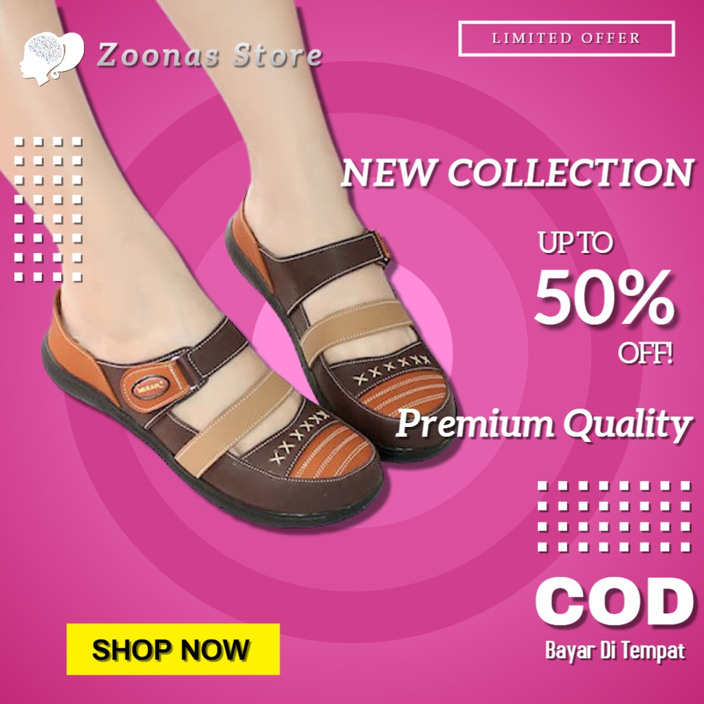 Sepatu Sandal Wanita Flat Bakpau Premium Casual Sendal Cewek Cewe Perempuan Cantik Dewasa Remaja Gau