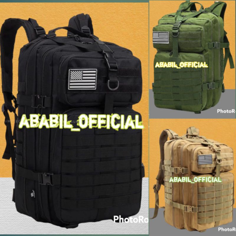 RANSEL ARMY SEMI MILITER 50L FREE 1 LOGO RANDOM