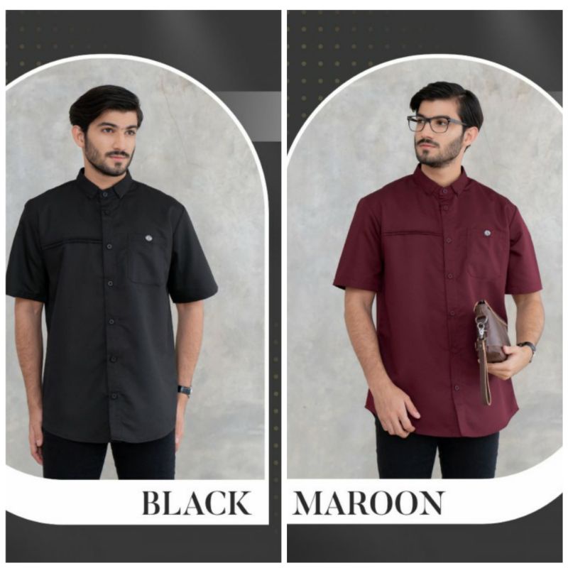 Koko terbaru NIBRAS Kemeja polos kemeja hitam dan maroon kemeja dewasa kemeja cakep