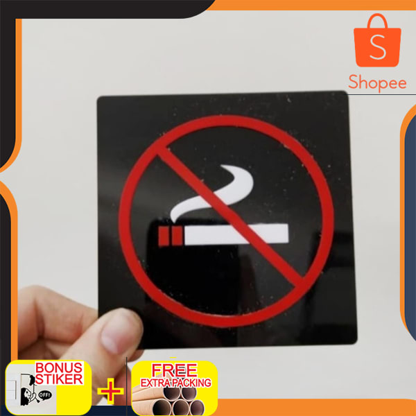 

No Smoking Sign Board Label acrylik Stiker cuting 20x20 - dasar putih Stiker Cuting Keren