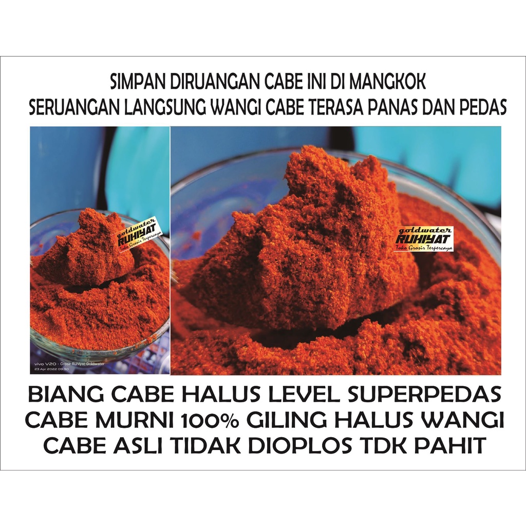 

Biang Cabe Bubuk Halus 1kg Murni Asli Level Superpedas Mercon Hot Jeletot Tanpa Dioplos Tidak Pahit Tidak Memakai Pengawet Kualitas Cabe Premium GARANSI