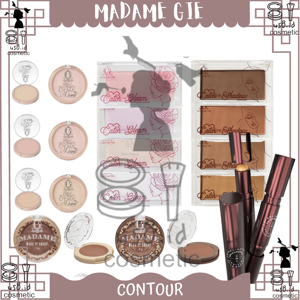 MADAME GIE Catch The Gleam | Blinded by Drama Highlighter | Catch Shadow Contour | Halographic 2-in-1 Highlighter &amp; Make It Sharp Contour