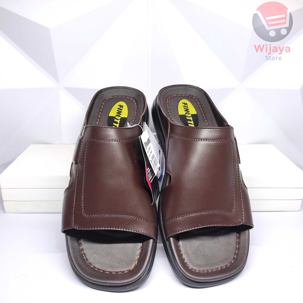 Finotti Ned 04 Sandal Pria Sendal Slop Kulit Asli Kasual Cowok Laki-Laki Original Finotti