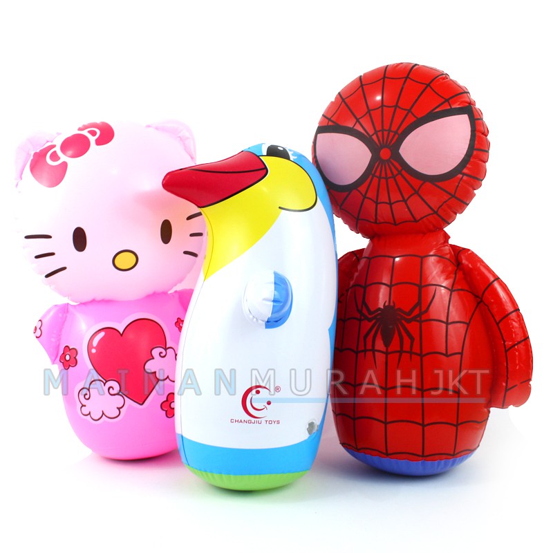 MAINANKEI ANAK BALON TINJU SAMSAK BALON  SPIDERMAN HELLO KITTY PINGUIN