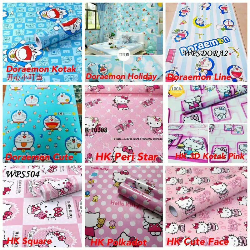 Wallpaper Dinding Motif Hellokity, Doraemon, Keropi/D2