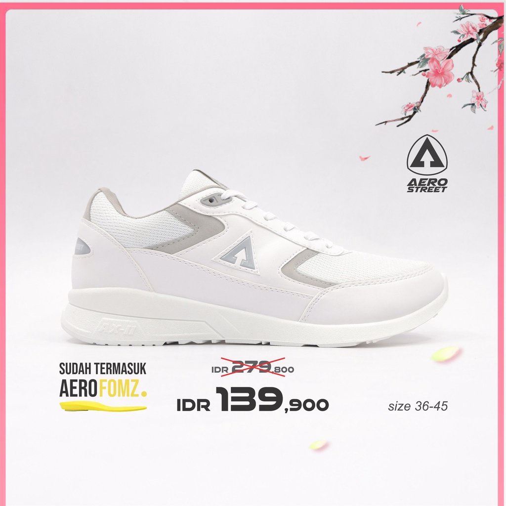 PROMO // Aerostreet 36-45 Osaka Putih - Sepatu Sneakers Casual Pria Wanita Aero Street 21HH20