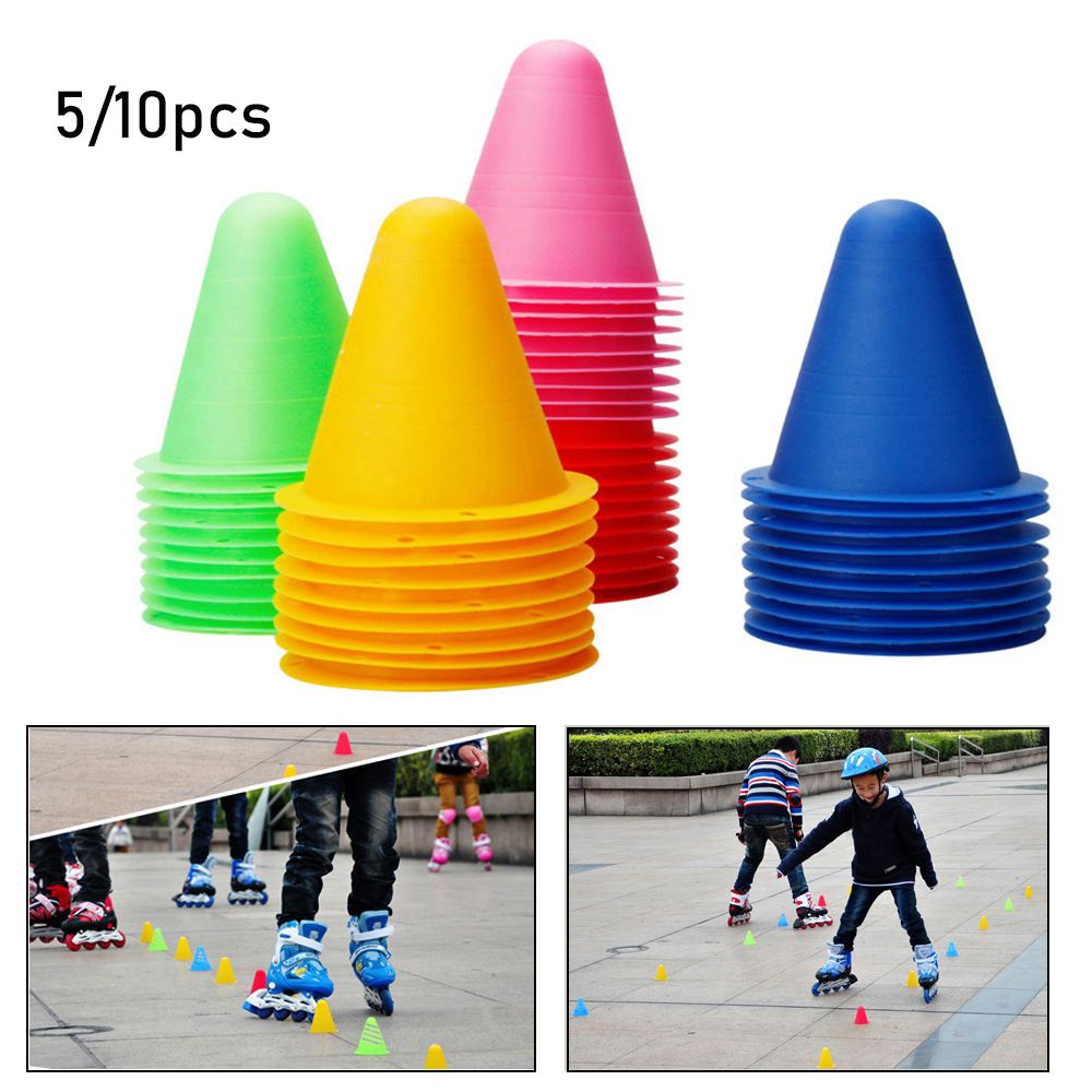 Wonderful 5 / 10pcs Cone Penanda Sepatu Roda / Sepak Bola Bahan Plastik 5 Warna