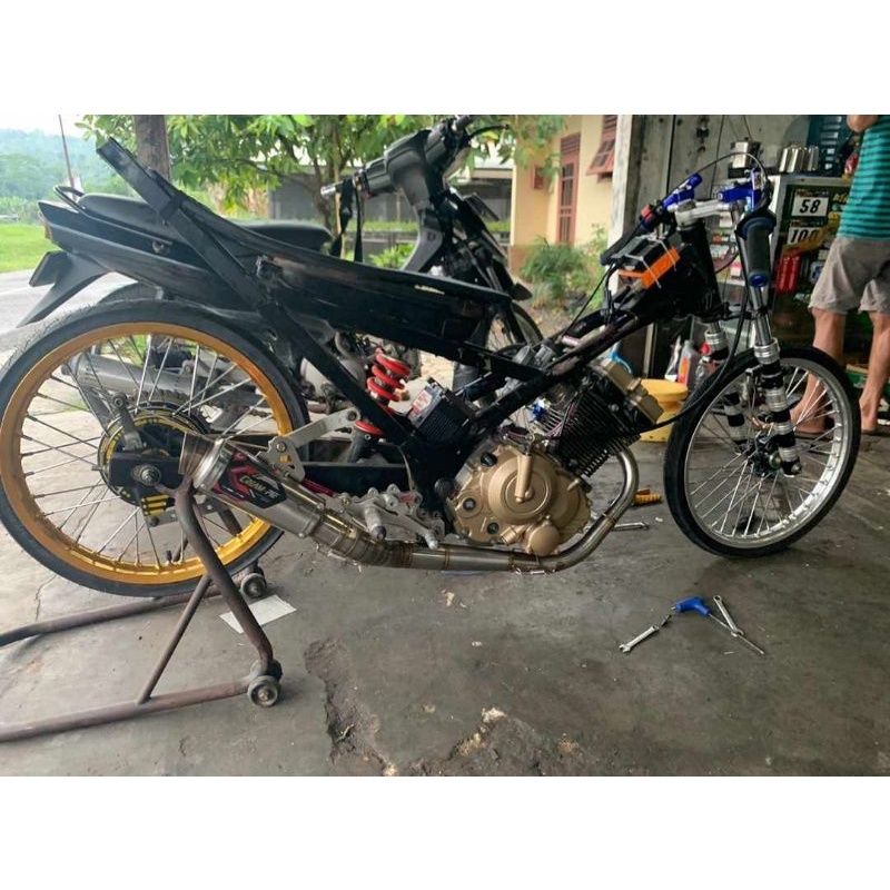knalpot creampie muffler jogja satria fu 155 std porting type cp3 stainles Dragbike
