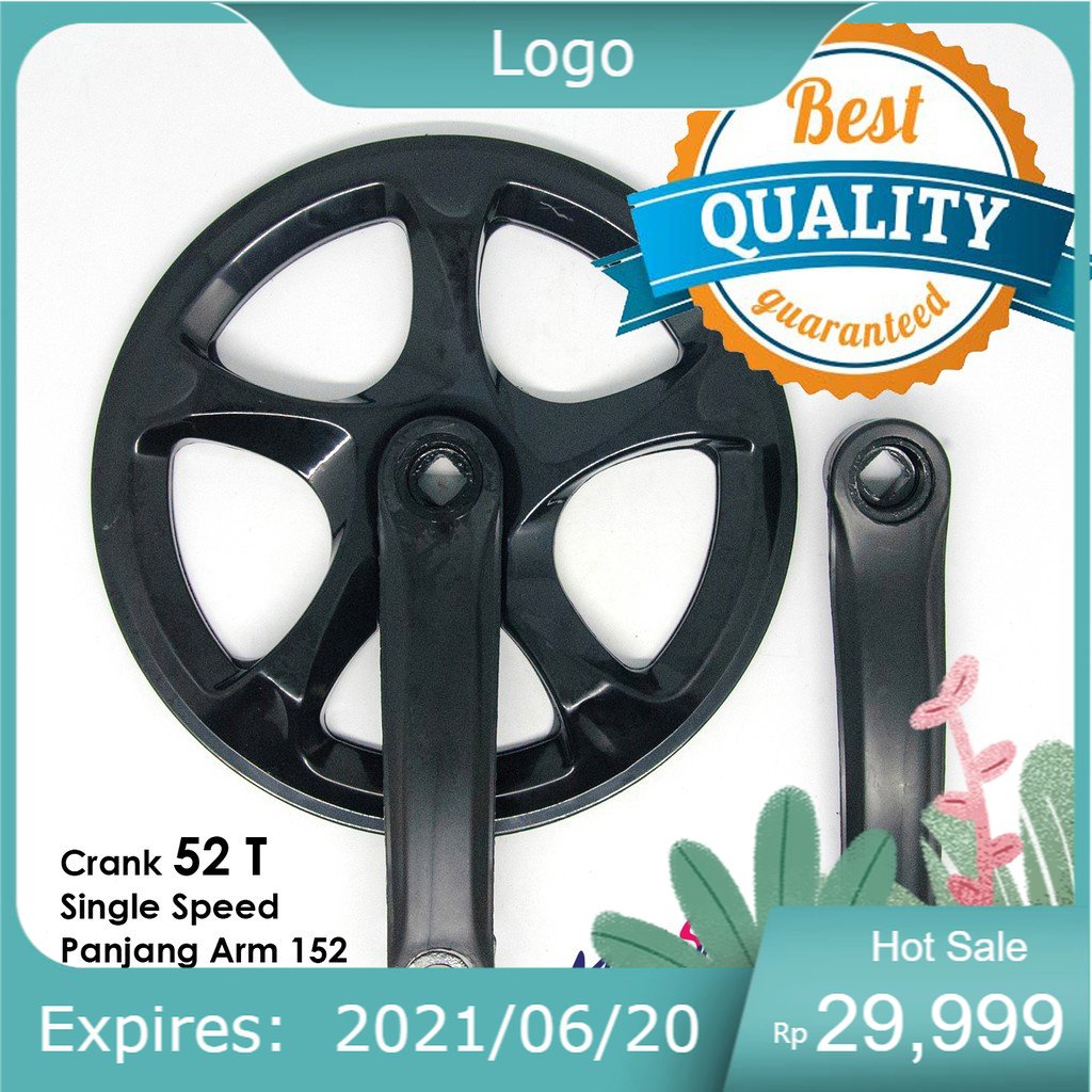 Crankset Crank 52T Gir Gear Depan Sepeda Lipat Fixie Single Speed Arm 152 MM Single Cover