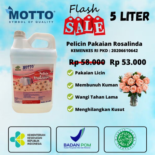 Pelicin & Pewangi Setrika Pakaian Laundry Rosalinda MOTTO 5 Liter