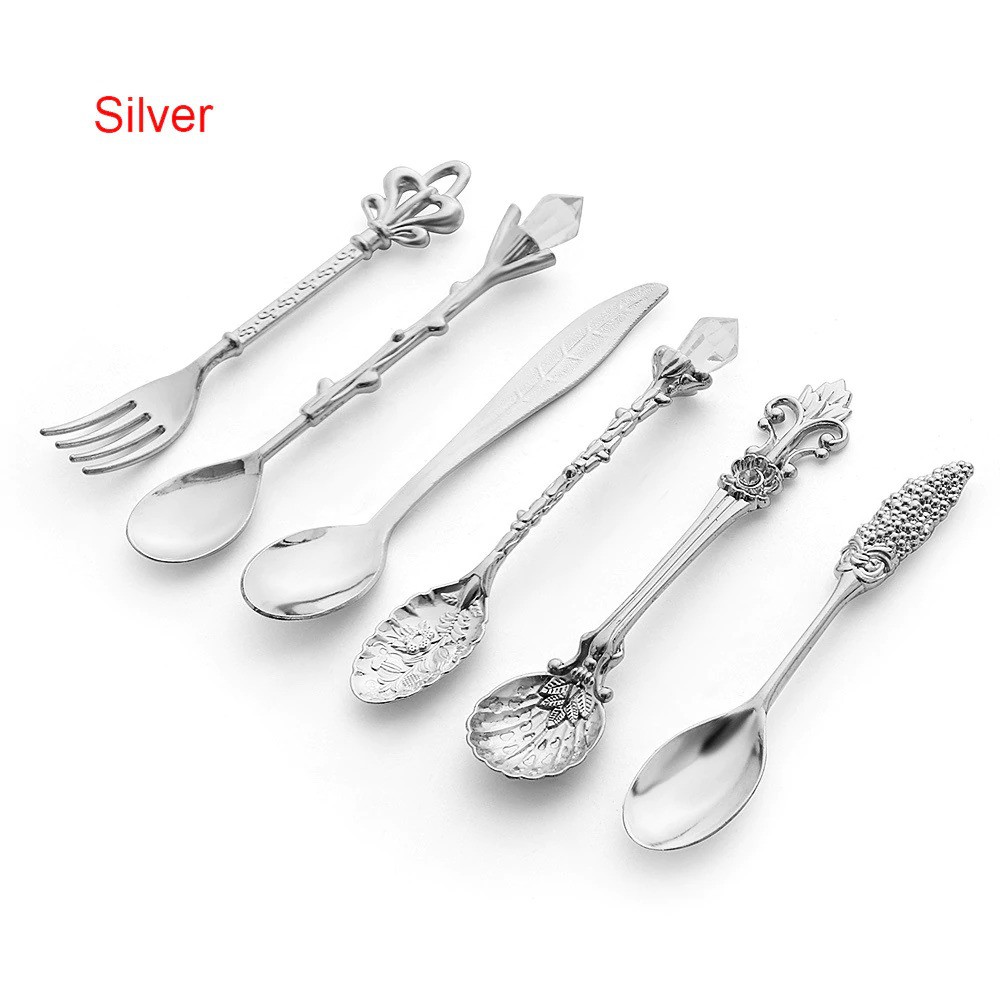 Set Sendok Garpu Teh Vintage Teaspoon Fork Royal Style