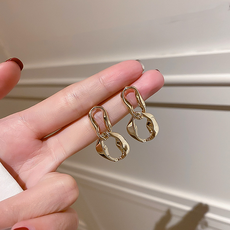 Anting oval Tidak Teratur Untuk Wanita Korea vintage Aksesoris Telinga