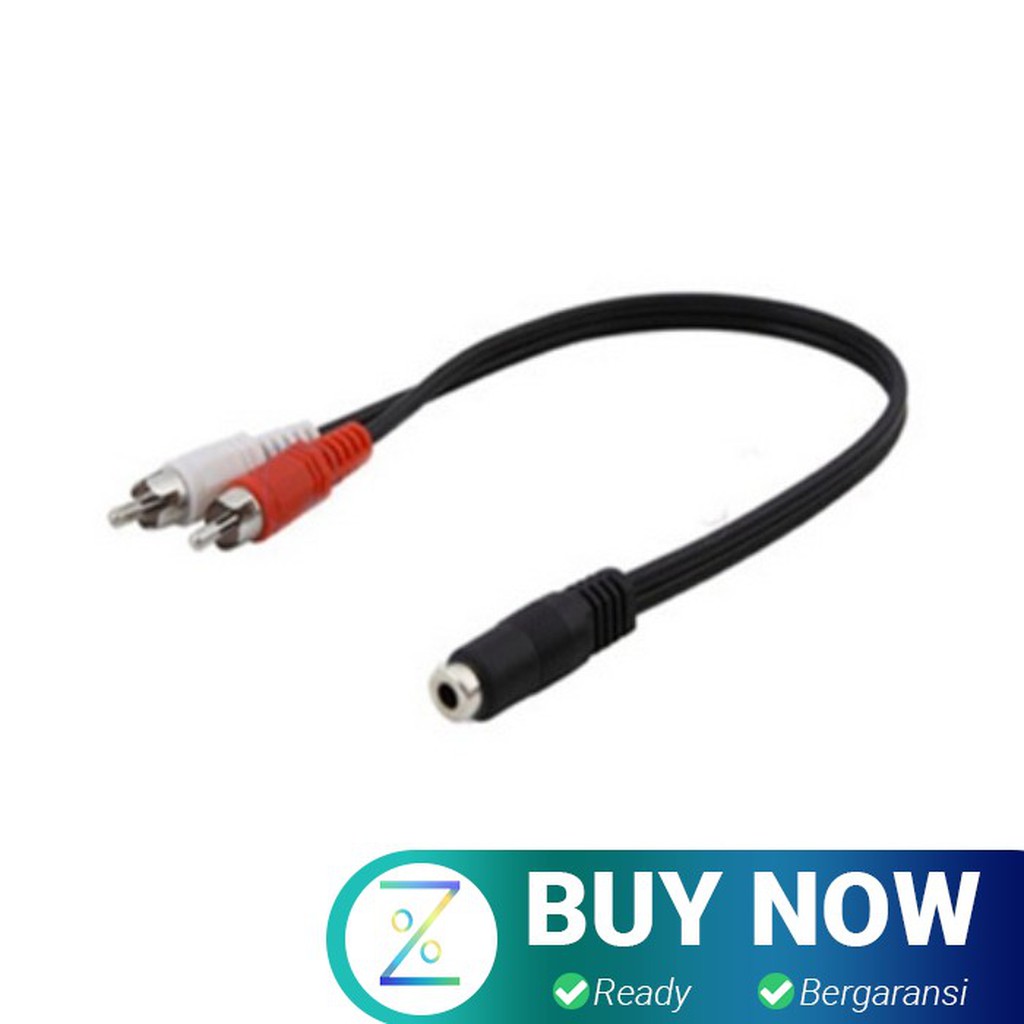 Kabel Adapter Audio 3.5mm Female ke RCA Male HiFi 25cm - Black