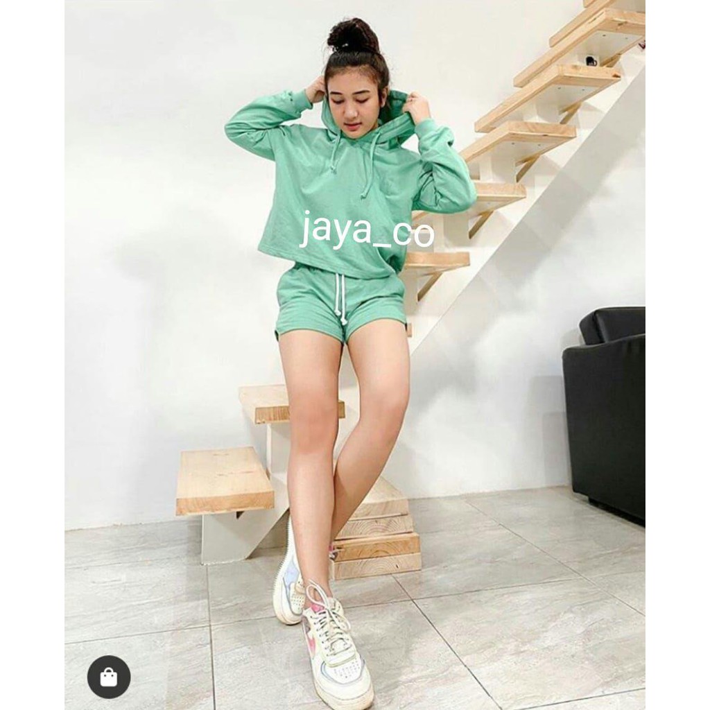 JAYA.Co Setelan Hoodie Sweater Polos BabyTerry