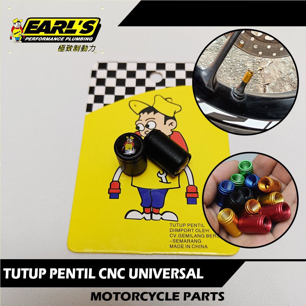 tutup pentil  warna polos earles universal motor, bebek, sport dan metic