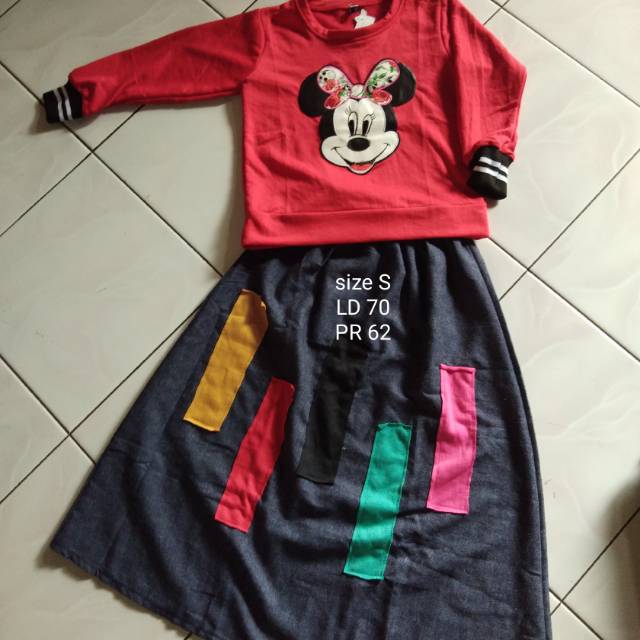 Setelan mickey Rok jeans