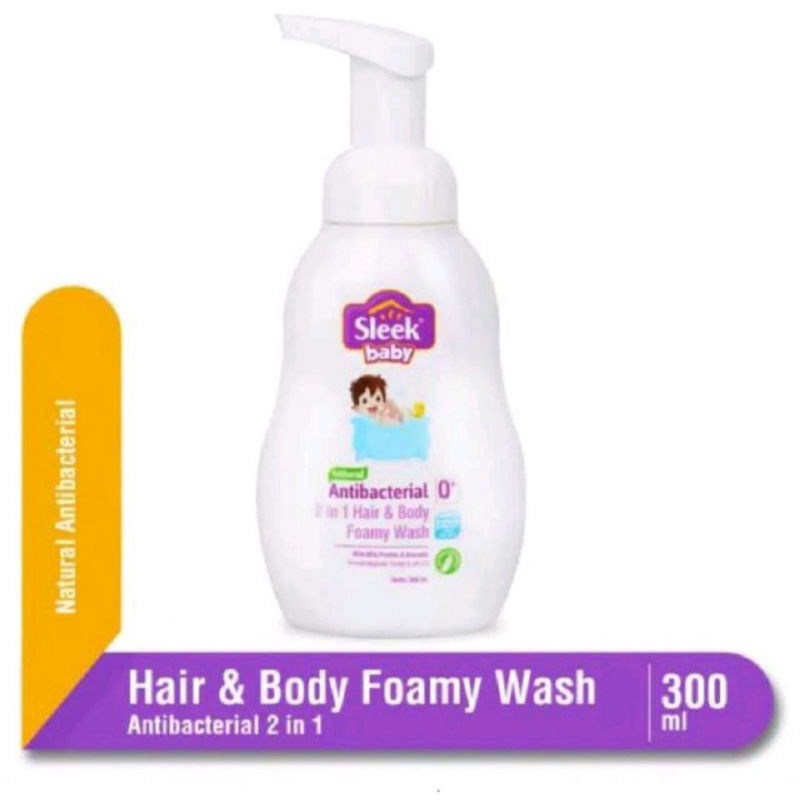 SLEEK BODY WASH SABUN BADAN&amp;RAMBUT BABY ANTIBACTERIAL 2 IN 1 HAIR &amp; BODY Liquid Botol Foamy Wash Pouch Refill 250ml