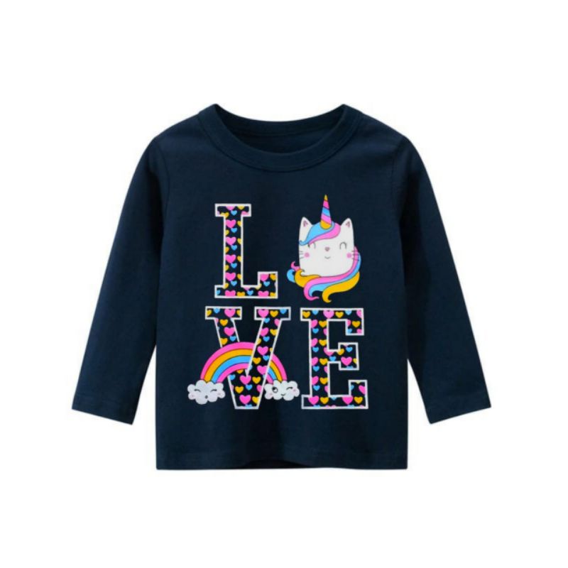 kaos lengan panjang anak perempuan motif lucu