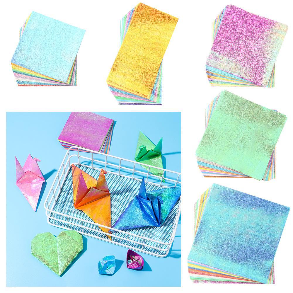 R-bunga 50lembar Kertas Origami Glittering Satu Sisi Campur Warna Bersinar Handmade Bahan Scrapbooking Dekorasi