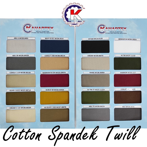 [KAHAPTEX] Bahan Kain Cotton Spandek Twill Polos Premium - Roll